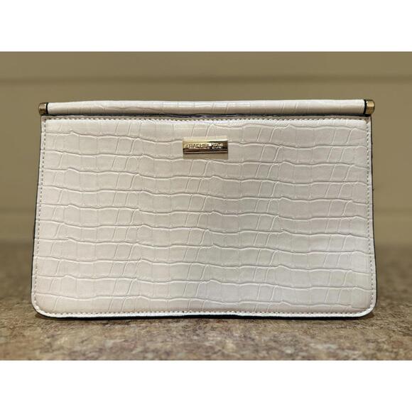 RACHEL ZOE Crossbody Bag Women's Purse Ivory Croc Reptile Retro Clutch Chic - Picture 1 of 7